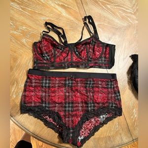 Plaid Matching Bra and Panties